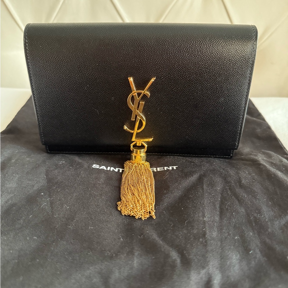 Saint Laurent Black Clutch with Gold Tassel - Picture 4 of 8